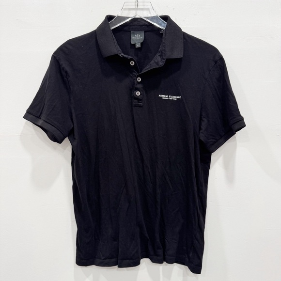 Armani Exchange Men’s Black Short Sleeve Polo Shirt Medium - Picture 1 of 6